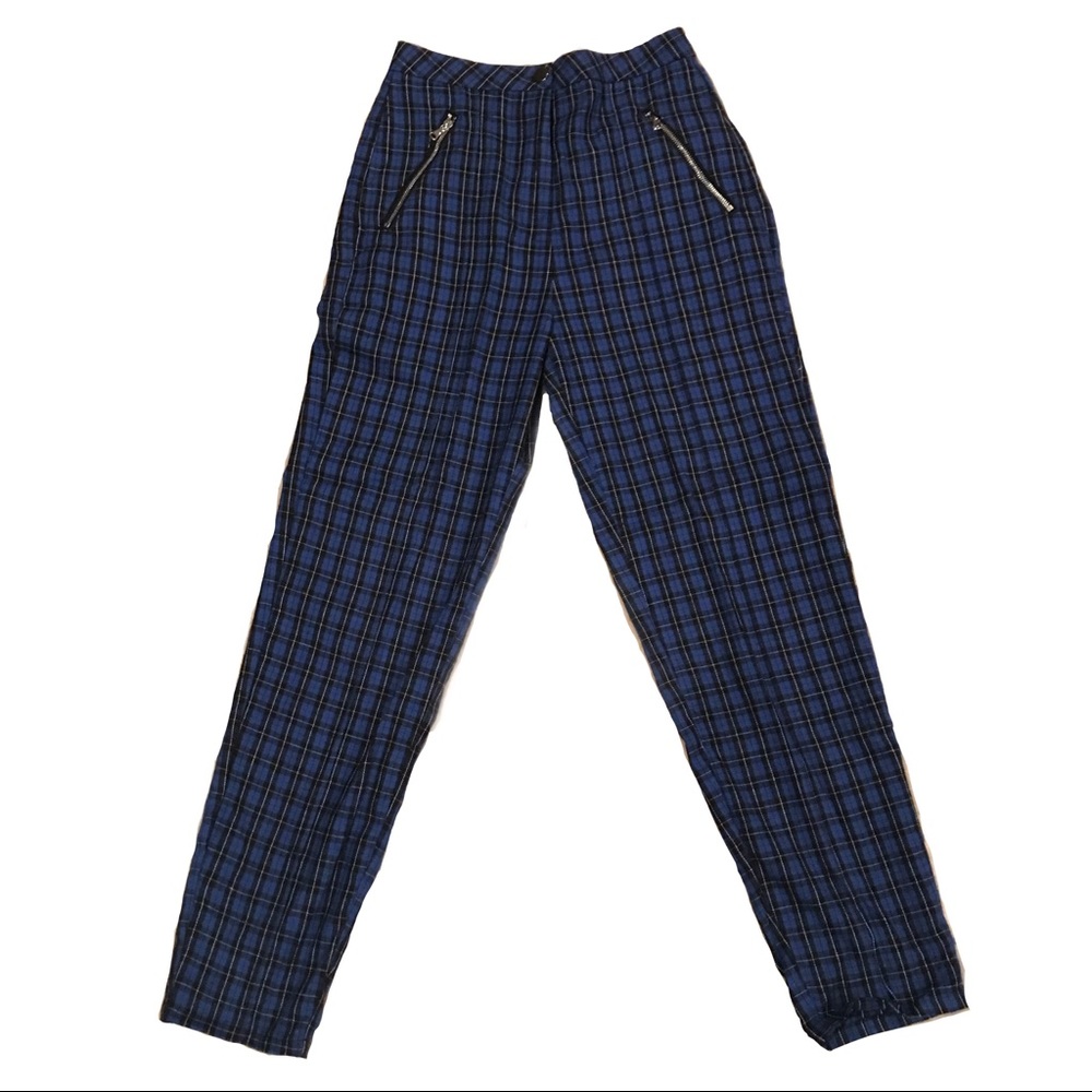 Plaid High Waist Skinny Pants